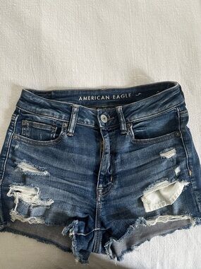 American Eagle Outfitters Blue Distressed Denim Cutoff Shorts